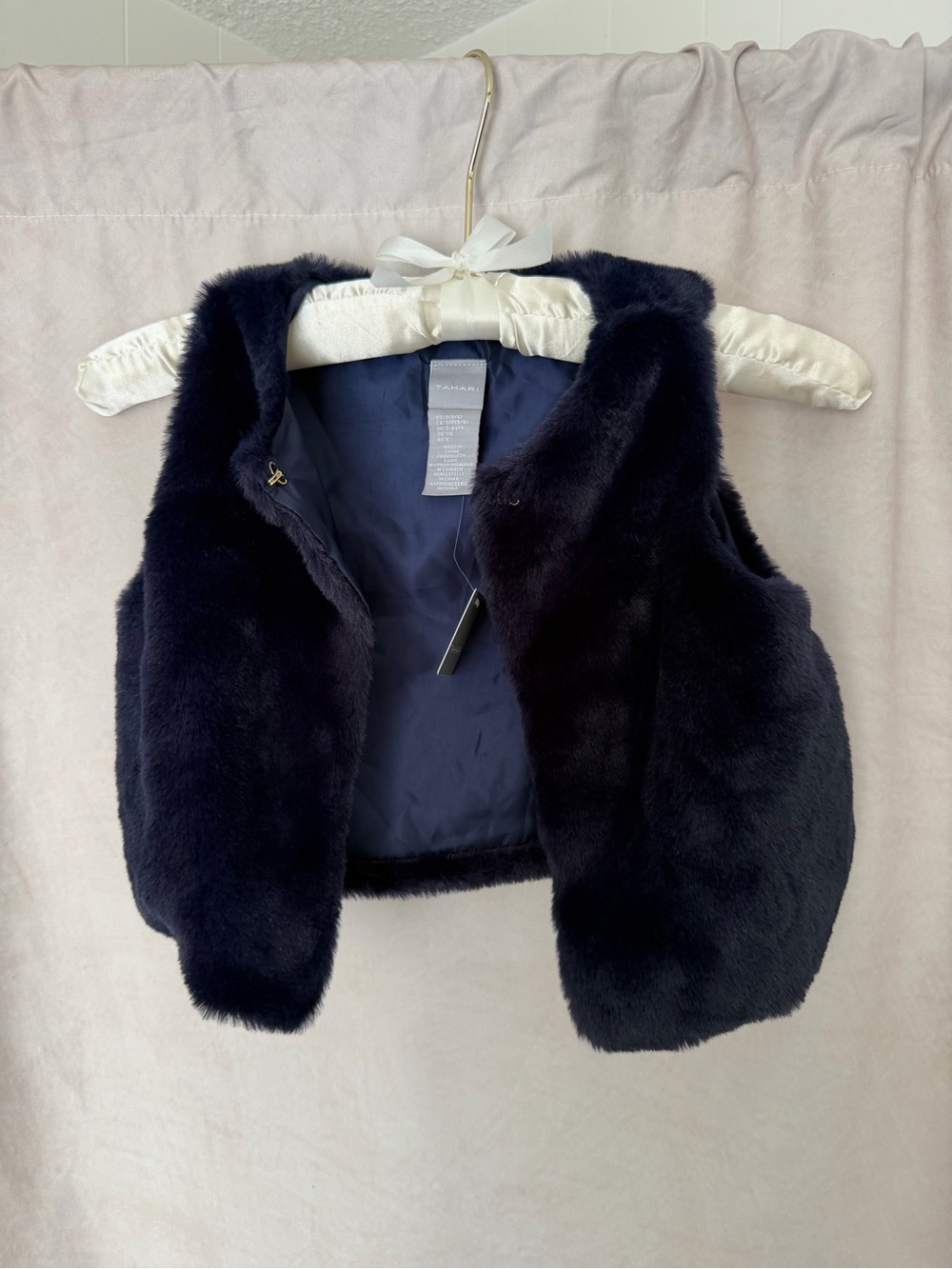 Tahari Navy Faux Fur Vest for Kids